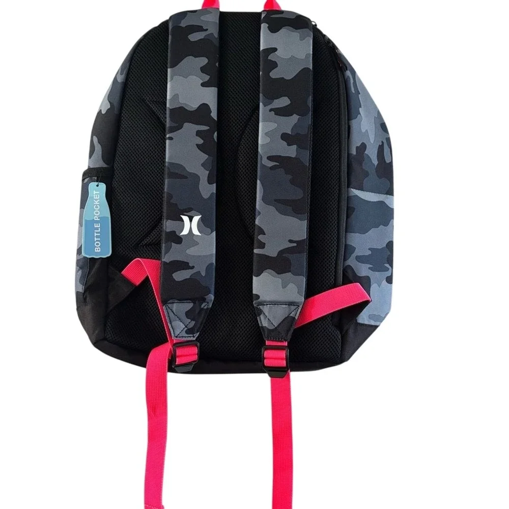 Hurley Boy's Backpack Camo Black and Gray with Graphic Shark Teeth Bite NWOT